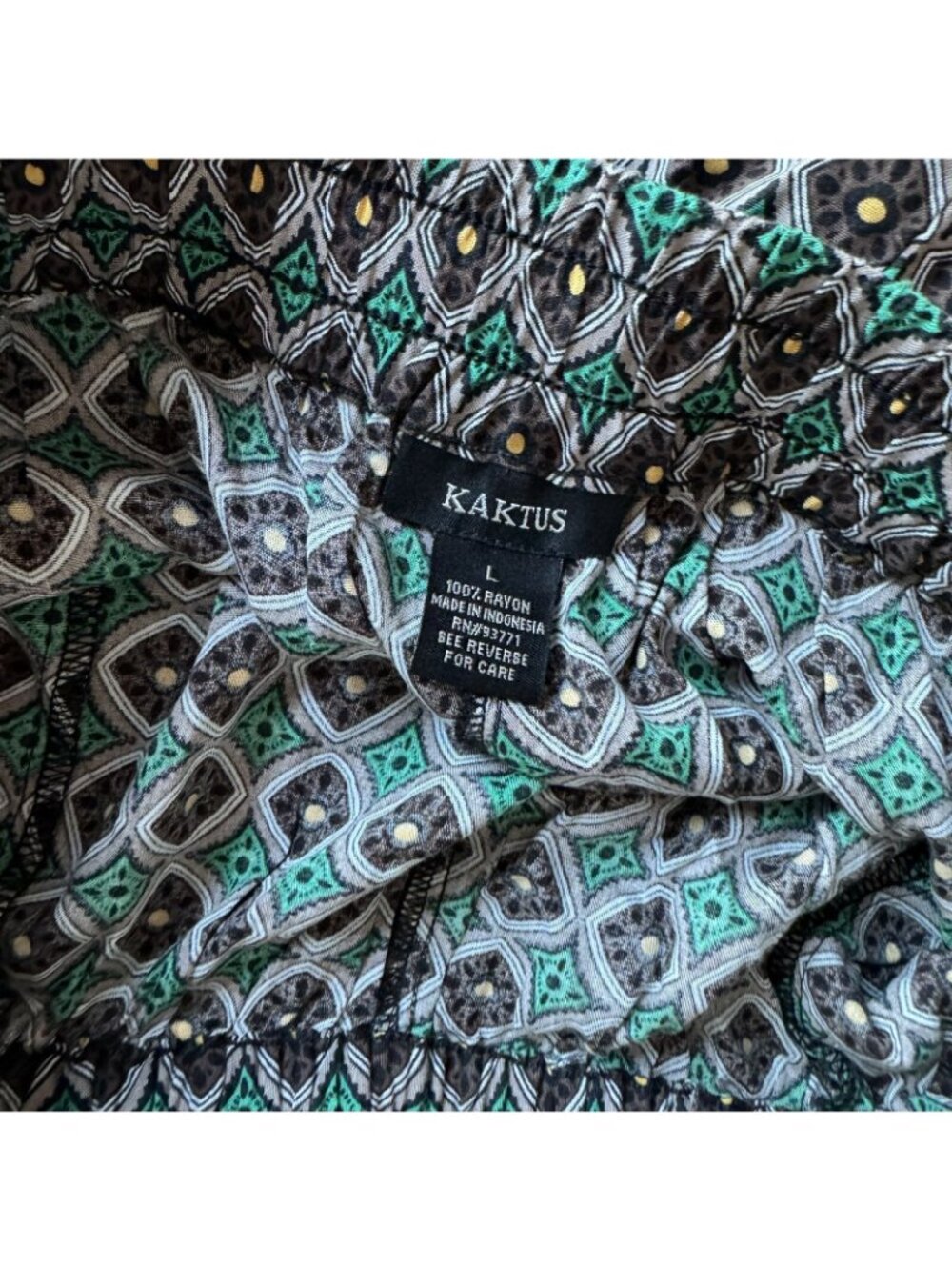Kaktus Pants Size Large Green Multi High Waisted Women Pants. NWT - Picture 4 of 12